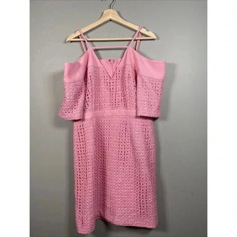 The 8th Sign Crochet lace Mini Dress Size 16 Pink Girlhoodcore Cottage Retro Mod - Picture 14 of 14